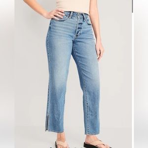High Rise Slit Jeans